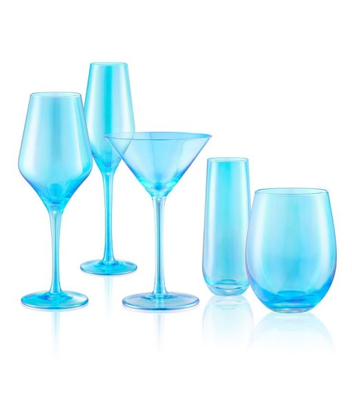 Set of 4 16oz. Luster Turquoise Goblets