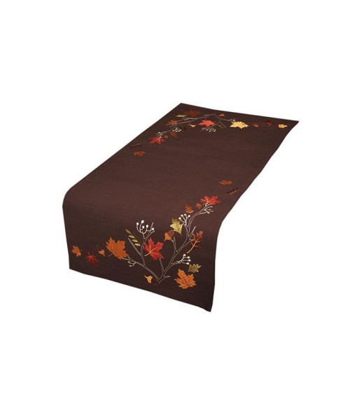 Autumn Branches Embroidered Fall Table Runner  36