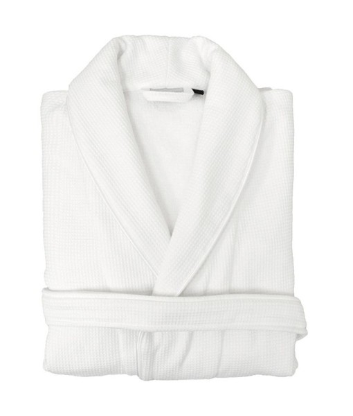 Waffle Terry Bath Robe with Satin Piped Trim