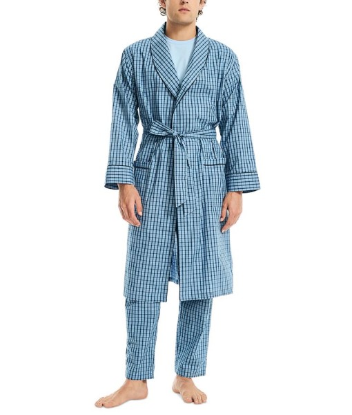 Men's Woven Plaid Robe