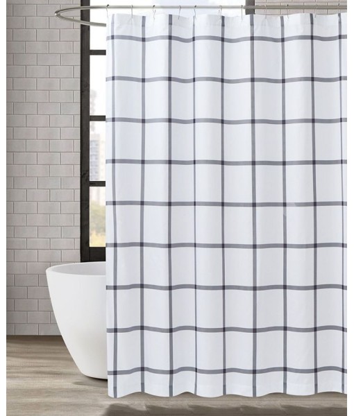 Printed Windowpane Shower Curtain  72